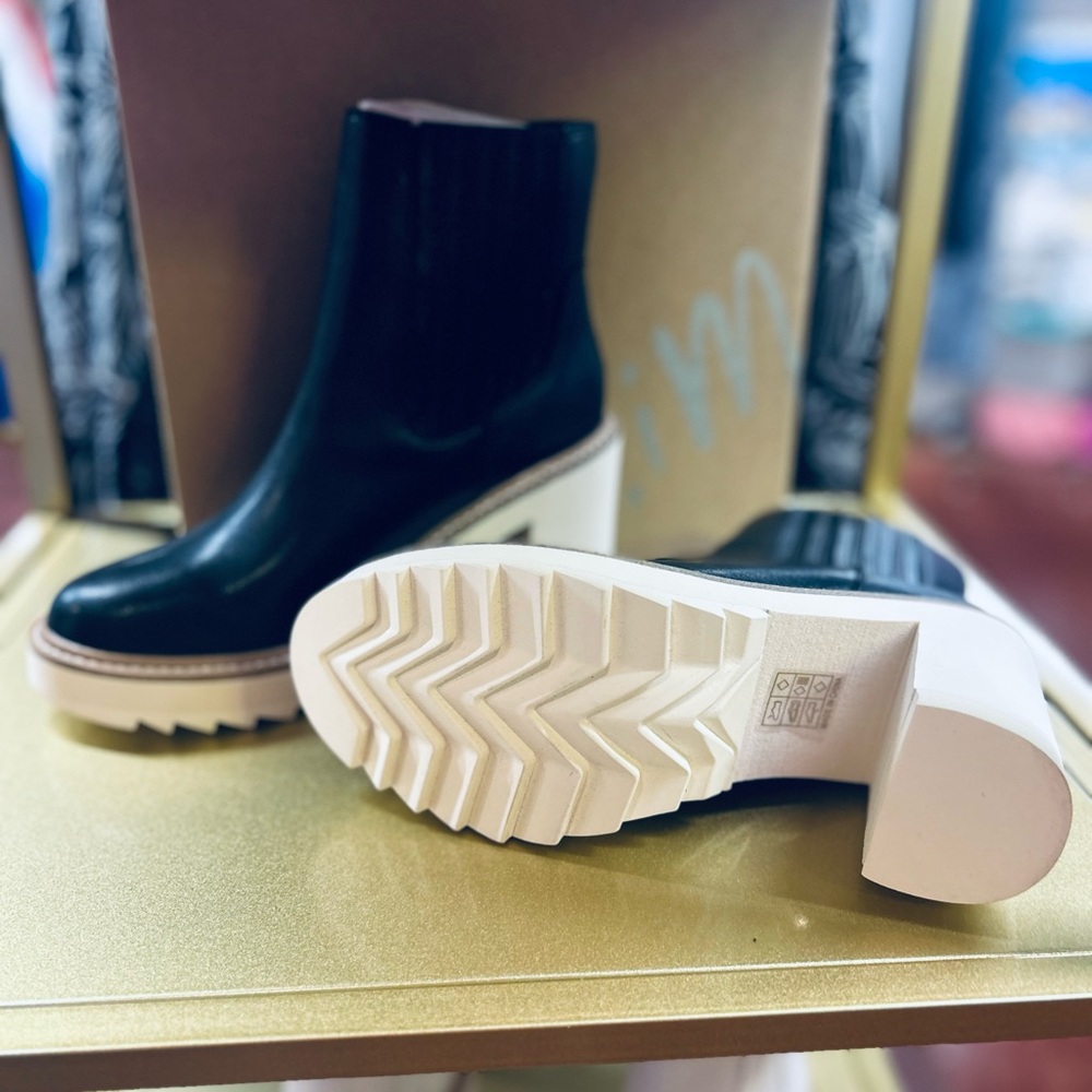 Bulky Heel Black Booties